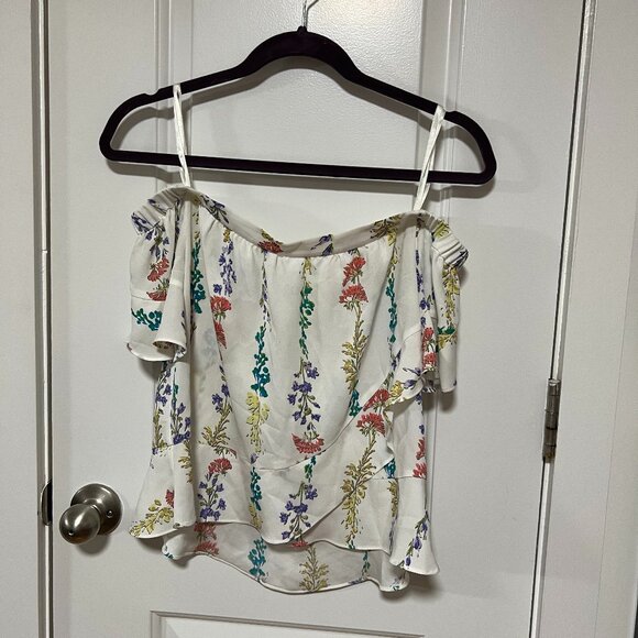BCBGMaxAzria white floral off-the-shoulder top (size extra small) - Picture 1 of 4